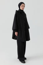 Kapüşonlu Panço - Siyah TUGBA