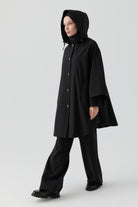Kapüşonlu Panço - Siyah TUGBA