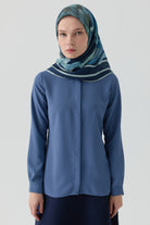 Basic Gizli Patlı Gömlek - İndigo TUGBA