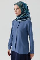 Basic Gizli Patlı Gömlek - İndigo TUGBA