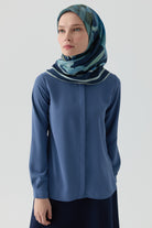 Basic Gizli Patlı Gömlek - İndigo TUGBA