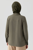 Gizli Patlı Basic Gömlek - Haki TUGBA