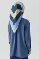 Yırtmaçlı Asimetrik Kesim Bluz - İndigo TUGBA