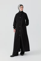 Etek Ucu Lastikli Ferace - Siyah TUGBA