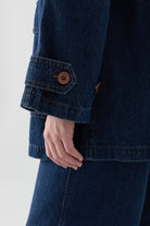 Kol Bantlı Denim Ceket - Lacivert TUGBA