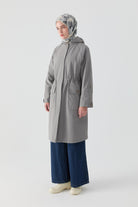 Duble Kol Bant Detaylı Kap - Gri TUGBA