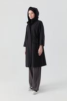 Duble Kol Bant Detaylı Kap - Siyah TUGBA