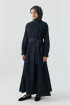 Denim Elbise - Lacivert TUGBA