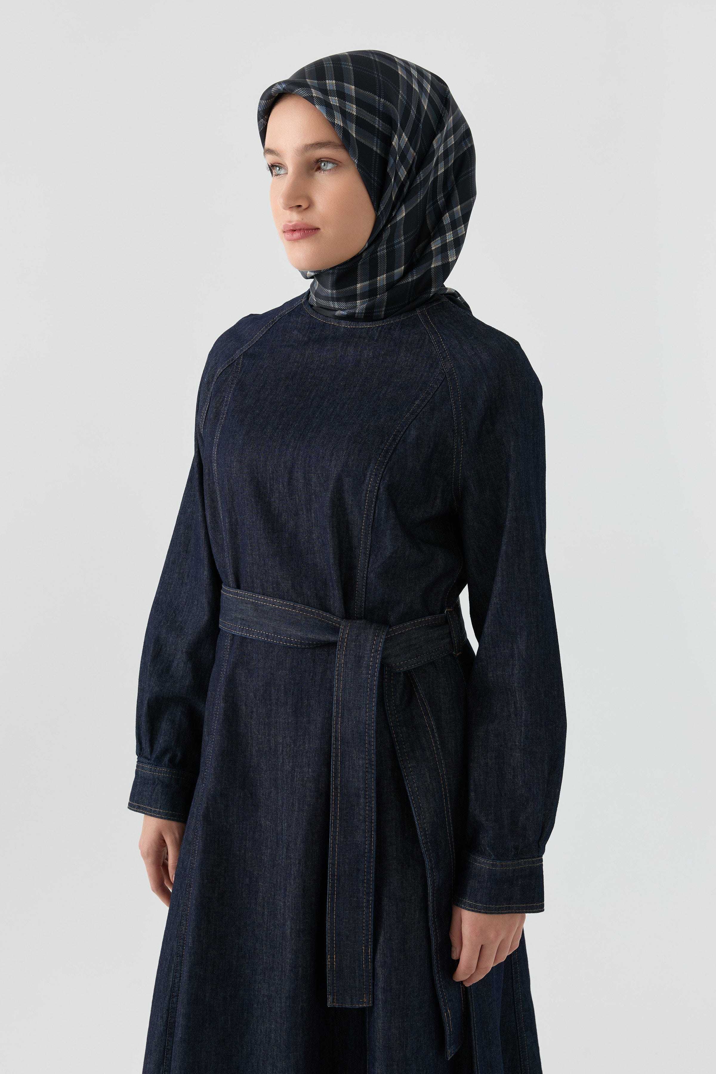 Denim Elbise - Lacivert TUGBA