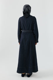 Denim Elbise - Lacivert TUGBA
