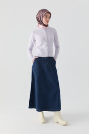 Parçalı Denim Etek - Lacivert TUGBA