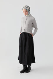 Parçalı Denim Etek - Siyah TUGBA