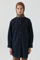 Simetrik Cep Detaylı Denim Tunik - Lacivert TUGBA