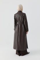 Deri Trençkot - Kahve TUGBA