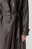 Deri Trençkot - Kahve TUGBA