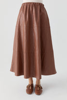 Bağcıklı Deri Etek - Taba TUGBA