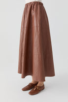 Bağcıklı Deri Etek - Taba TUGBA