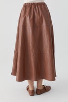 Bağcıklı Deri Etek - Taba TUGBA