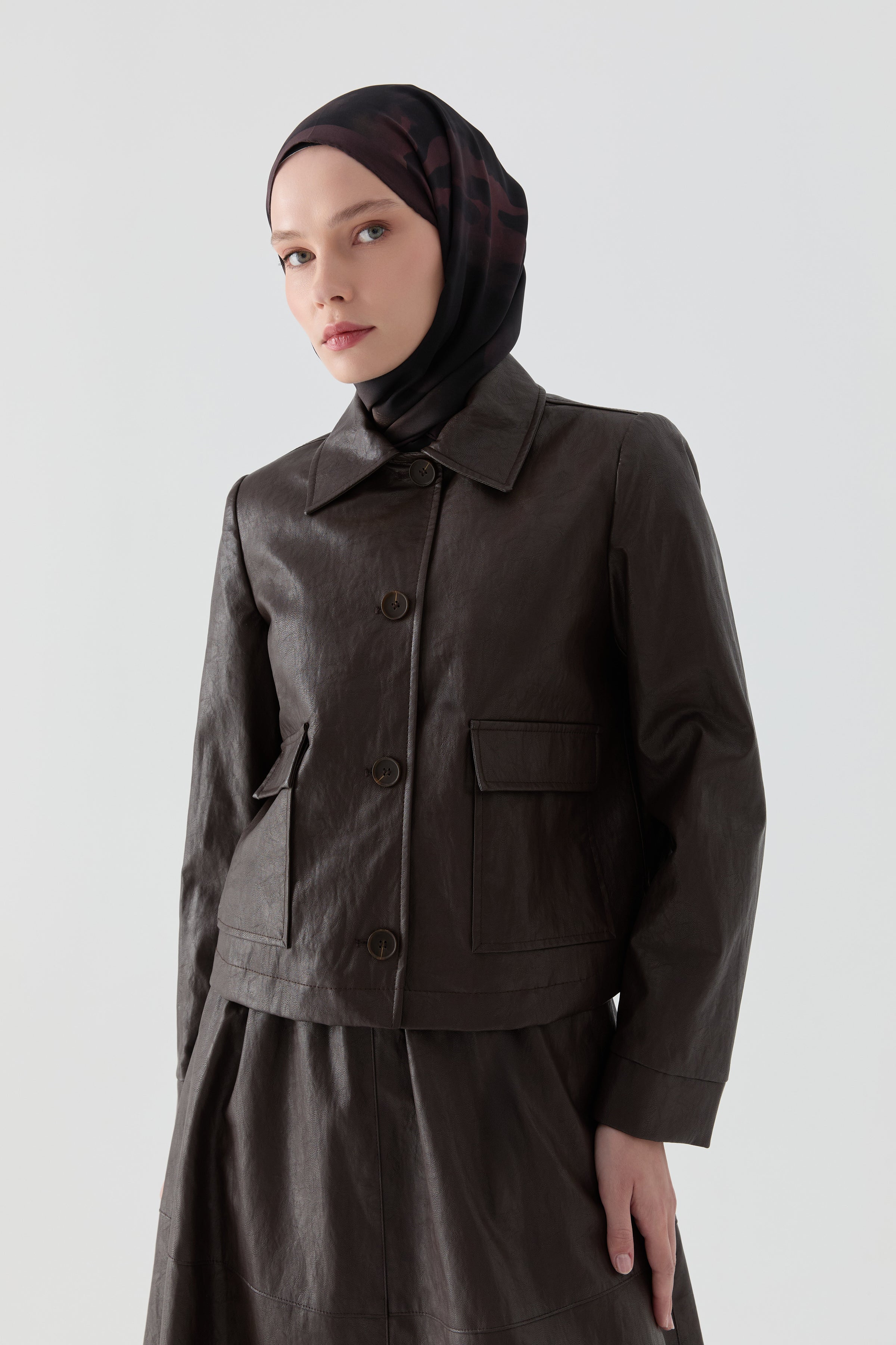 Short Leather Jacket - Brown – TUĞBA