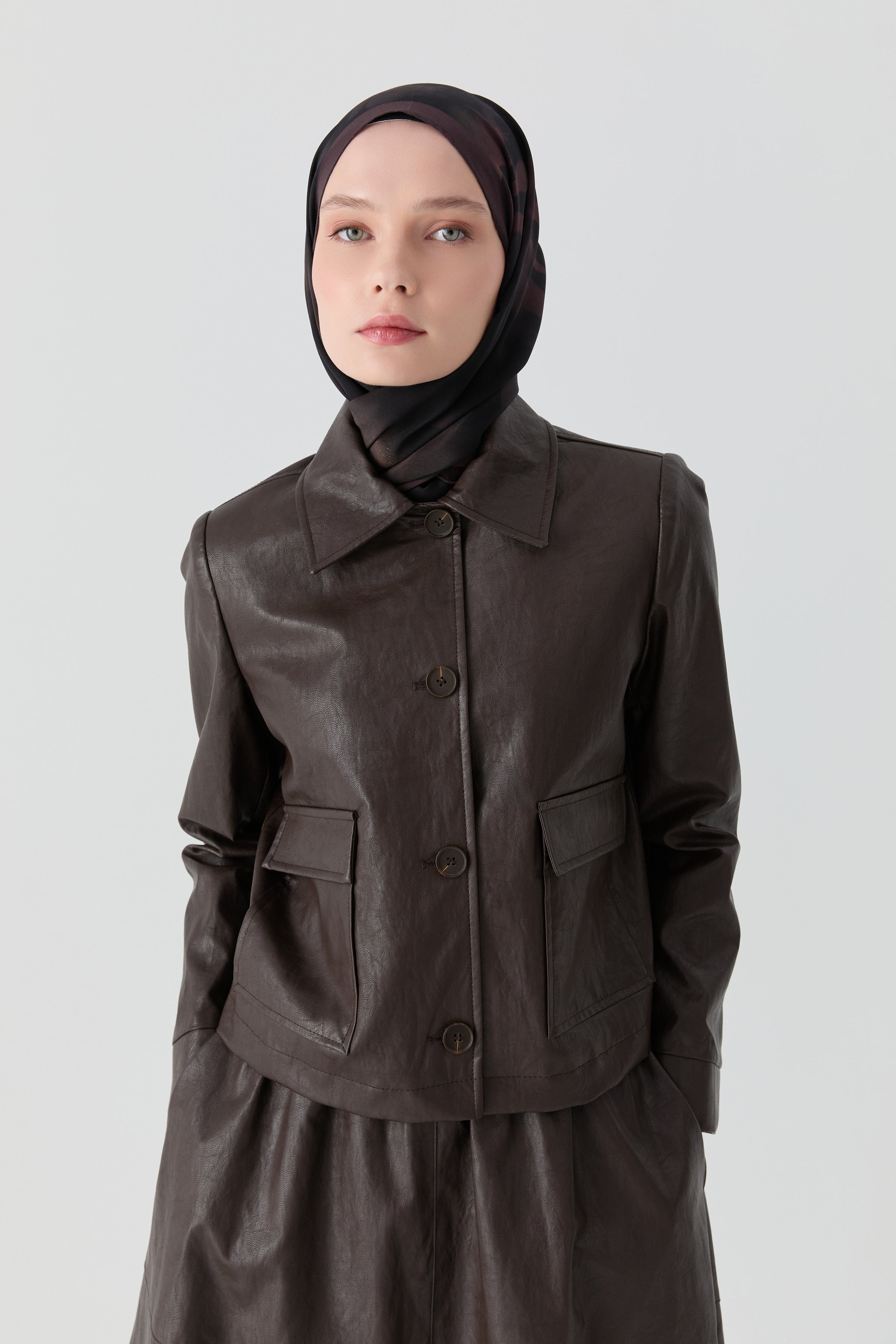 Short Leather Jacket - Brown – TUĞBA