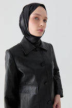 Kısa Deri Ceket - Siyah TUGBA