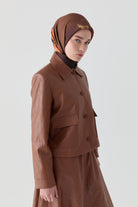 Kısa Deri Ceket - Taba TUGBA