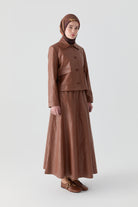 Kısa Deri Ceket - Taba TUGBA