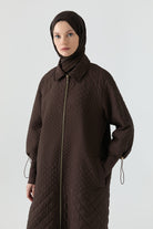 Kol Detaylı Kapitone Pardesü - Kahve TUGBA