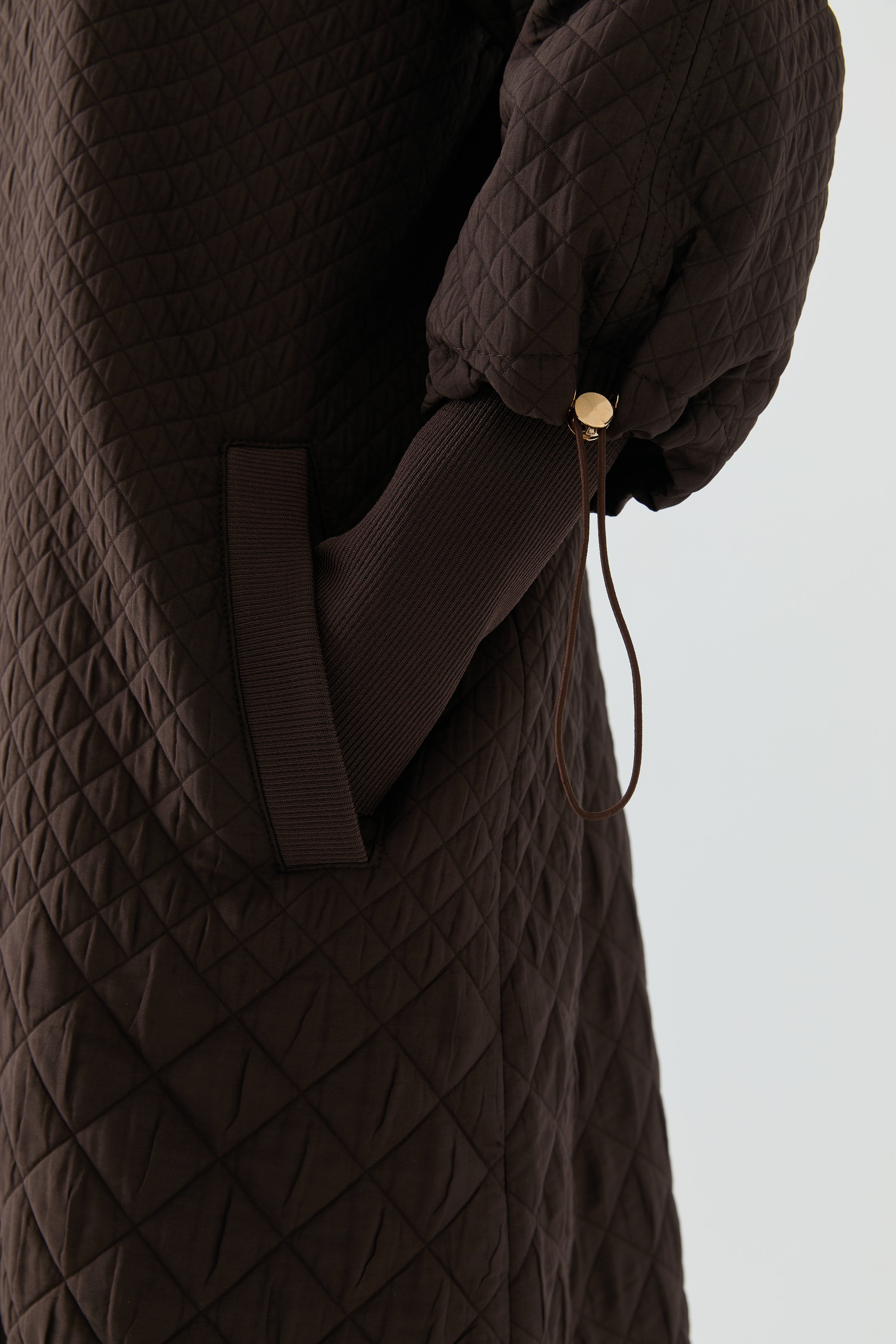 Kol Detaylı Kapitone Pardesü - Kahve TUGBA