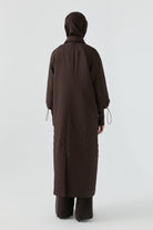 Kol Detaylı Kapitone Pardesü - Kahve TUGBA