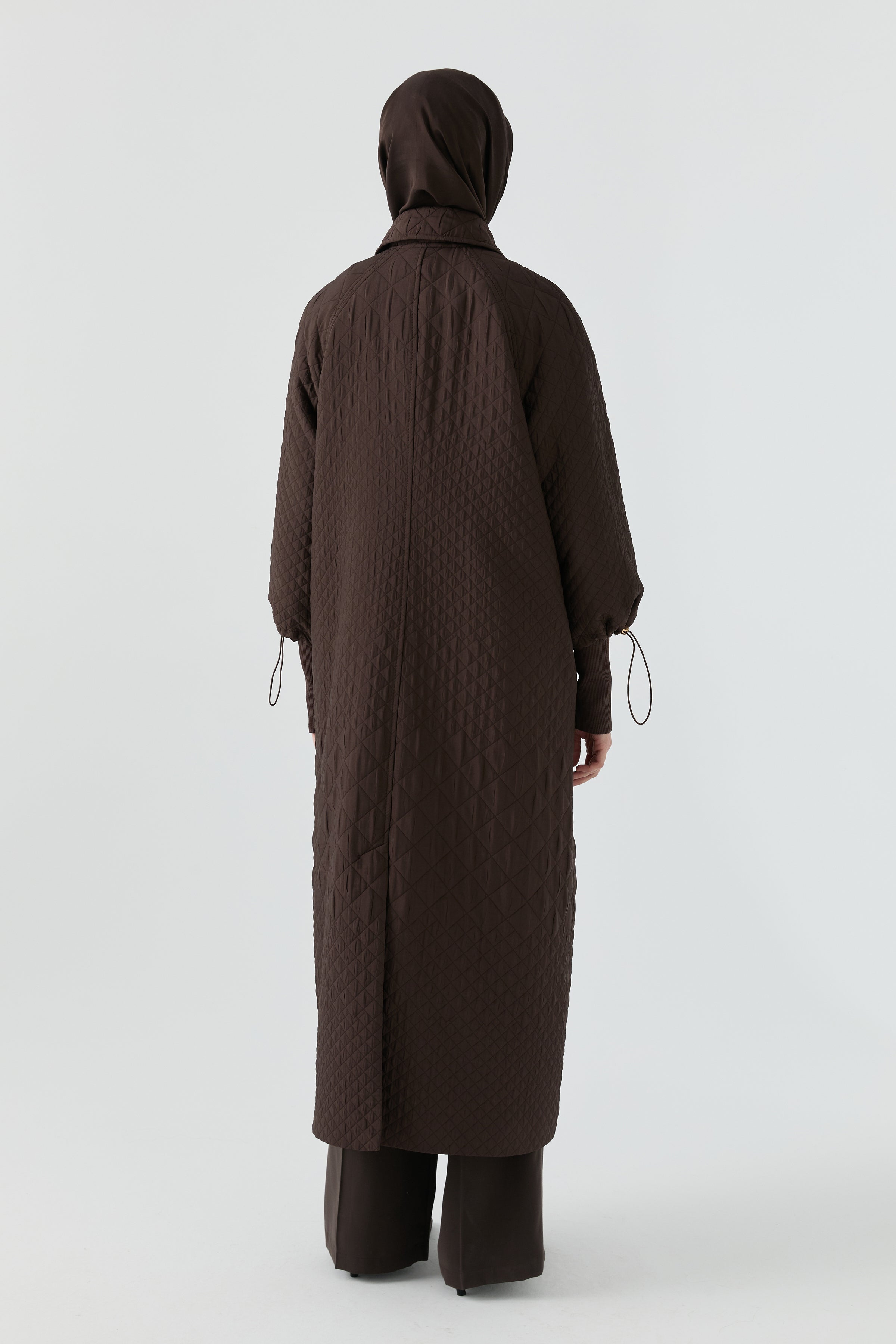 Kol Detaylı Kapitone Pardesü - Kahve TUGBA