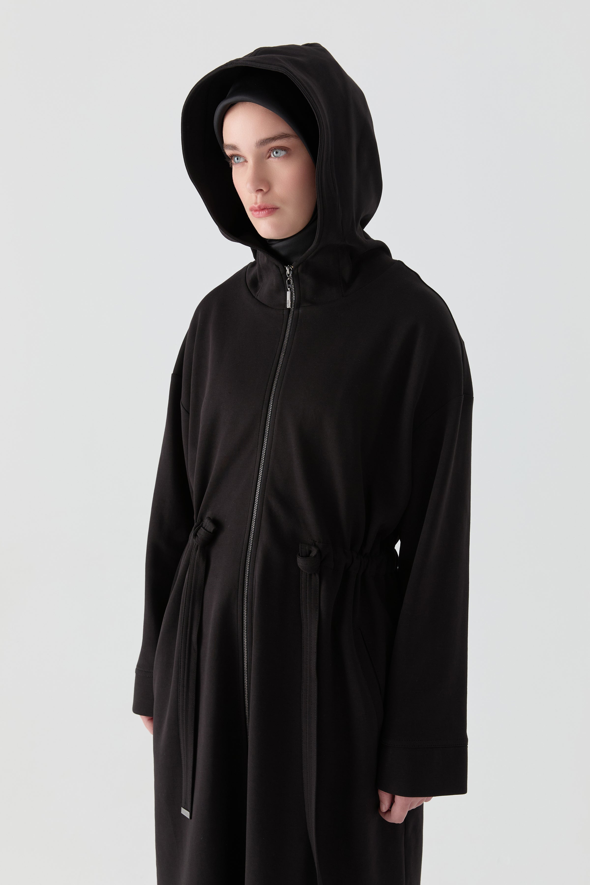 Hooded Tunnel Belt Detailed Knitted Cape – TUĞBA
