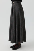 Ekose Desenli Etek - Siyah TUGBA