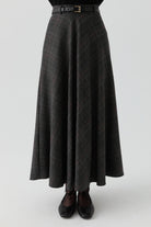 Ekose Desenli Etek - Siyah TUGBA