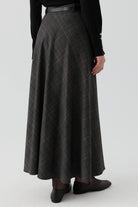 Ekose Desenli Etek - Siyah TUGBA