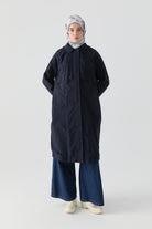 File Detaylı Yağmurluk - Lacivert TUGBA