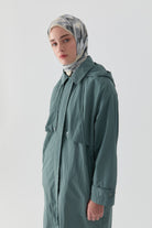 File Detaylı Yağmurluk - Mint TUGBA