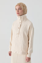 Kapitone Kombinli Örme Swaetshirt - Ekru TUGBA