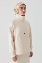 Kapitone Kombinli Örme Swaetshirt - Ekru TUGBA