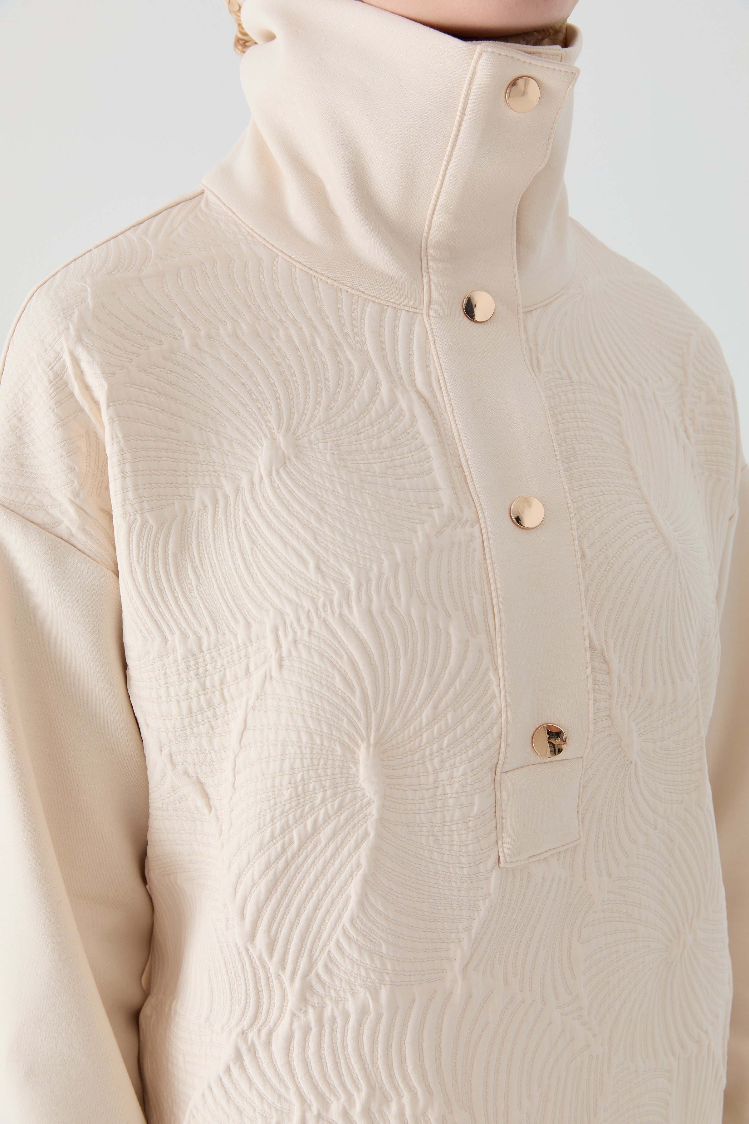 Kapitone Kombinli Örme Swaetshirt - Ekru TUGBA