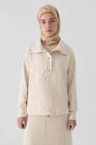 Kapitone Kombinli Örme Swaetshirt - Ekru TUGBA