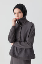 Kapitone Kombinli Örme Swaetshirt - Antrasit TUGBA