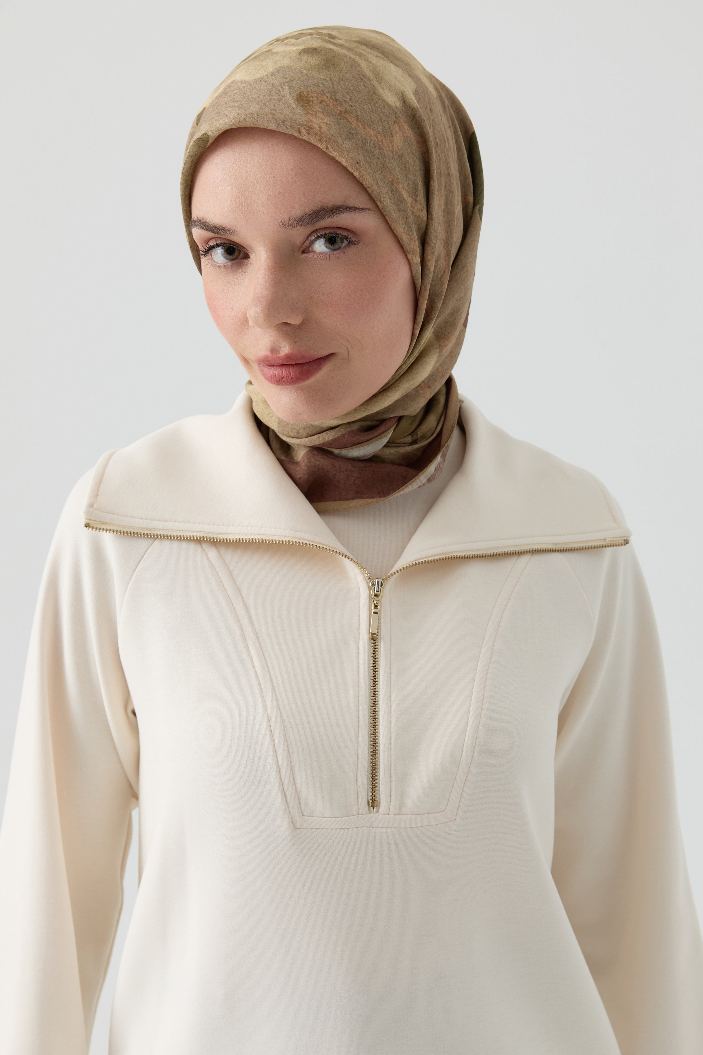 Örme Reglan Kollu Sweatshirt - Ekru TUGBA