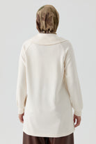 Örme Reglan Kollu Sweatshirt - Ekru TUGBA