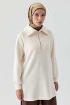 Örme Reglan Kollu Sweatshirt - Ekru TUGBA