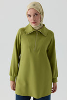 Örme Reglan Kollu Sweatshirt - Olive TUGBA