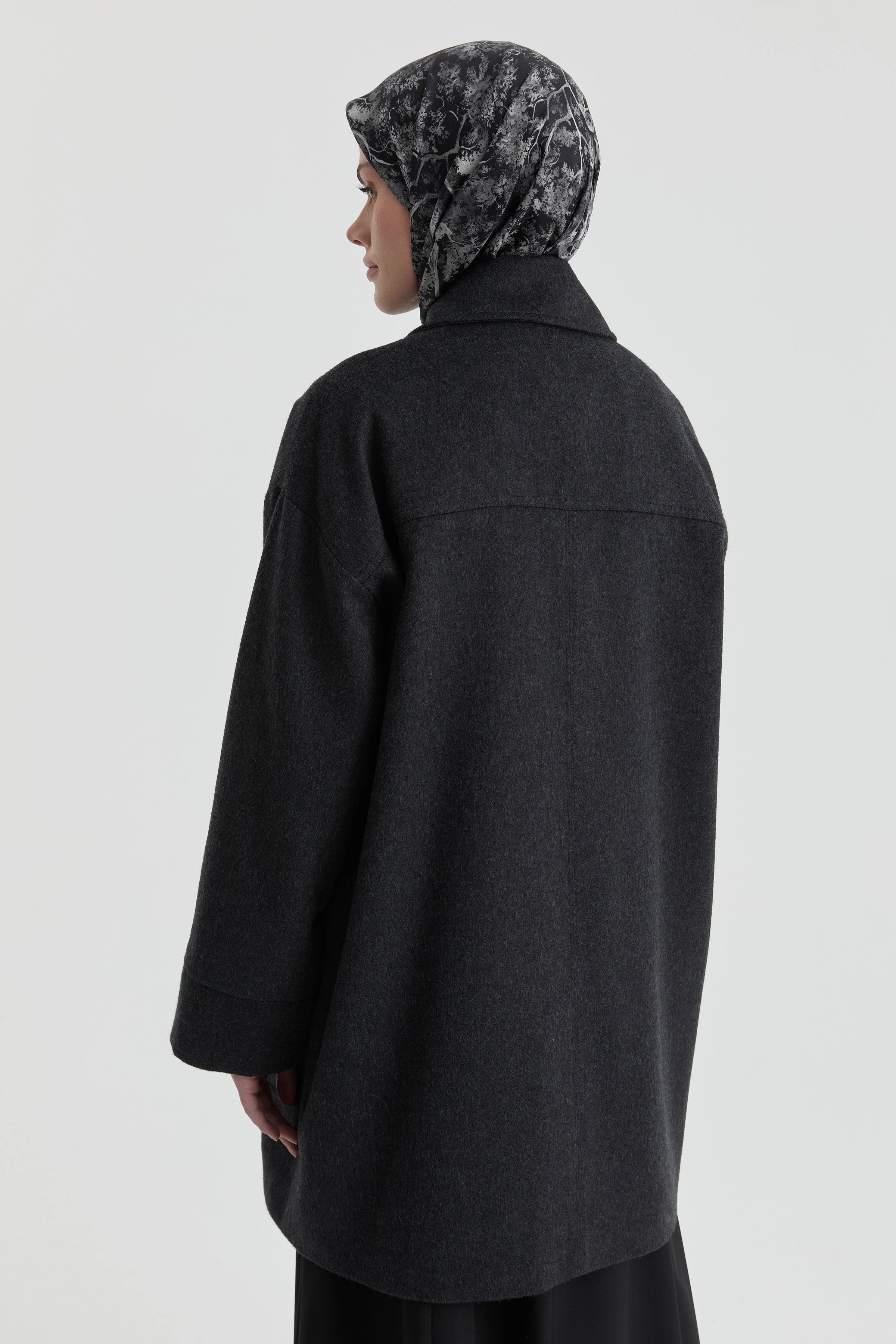 Aplike Cep Detaylı Kaban - Antrasit TUGBA