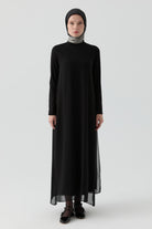 Şifon Elbise - Siyah TUGBA