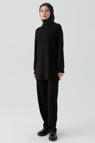 Işıltılı Taş Detaylı Tunik Takım - Siyah TUGBA