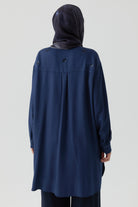 Nakış Detaylı Tunik - İndigo TUGBA